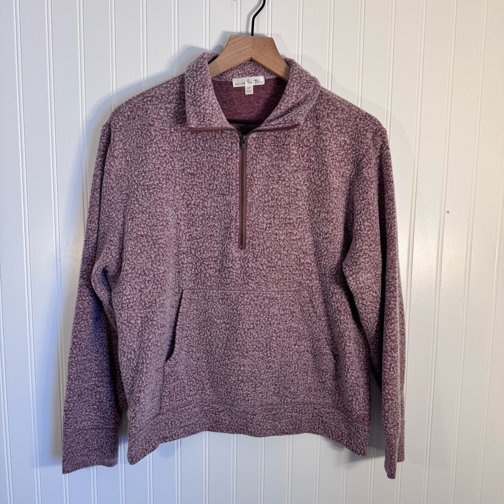 Nine Britton Hana Quarter Zip Fleece Exterior Pullover Sweater Maroon Size M